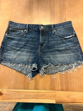 Lucky Brand "The Cut Off" Mid Rise Distressed Jean Shorts Size 10/30 medium wash